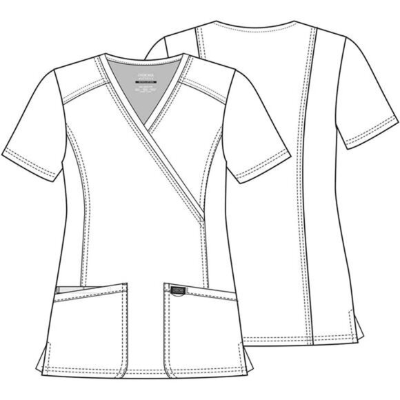 Scrubs Top for Women Mock Wrap with 3 Pockets, Soft, 2-Way Stretch - Picture 6 of 7